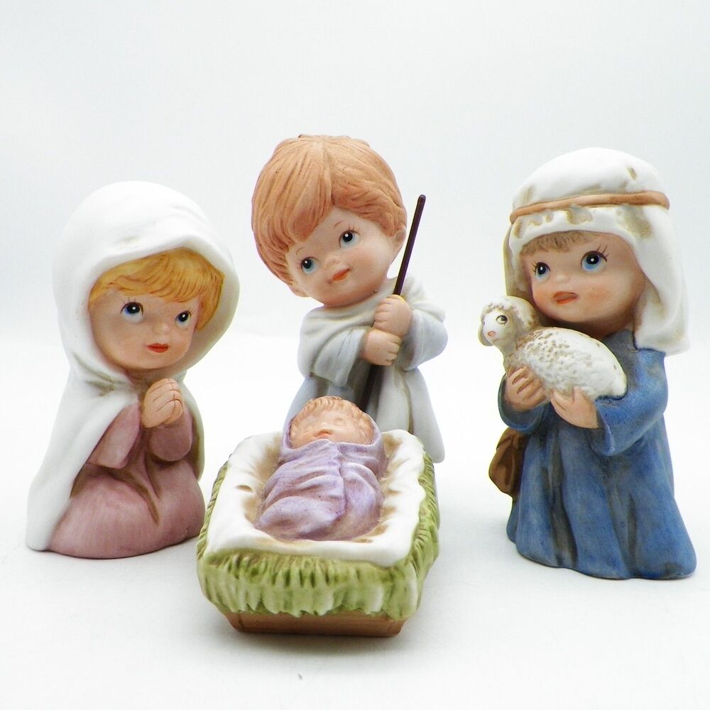 HOMCO Children's Nativity Set 4 pieces # 5258 Vintage Christmas